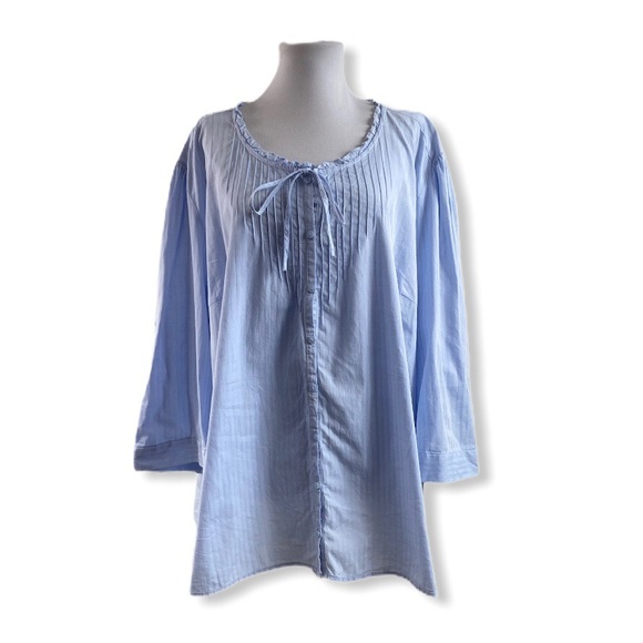 Fashion Bug Tops - Fashion Bug 4X Button Down Blouse Baby Blue Cotton